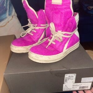 Rick Owens Pink Plush Sneakers